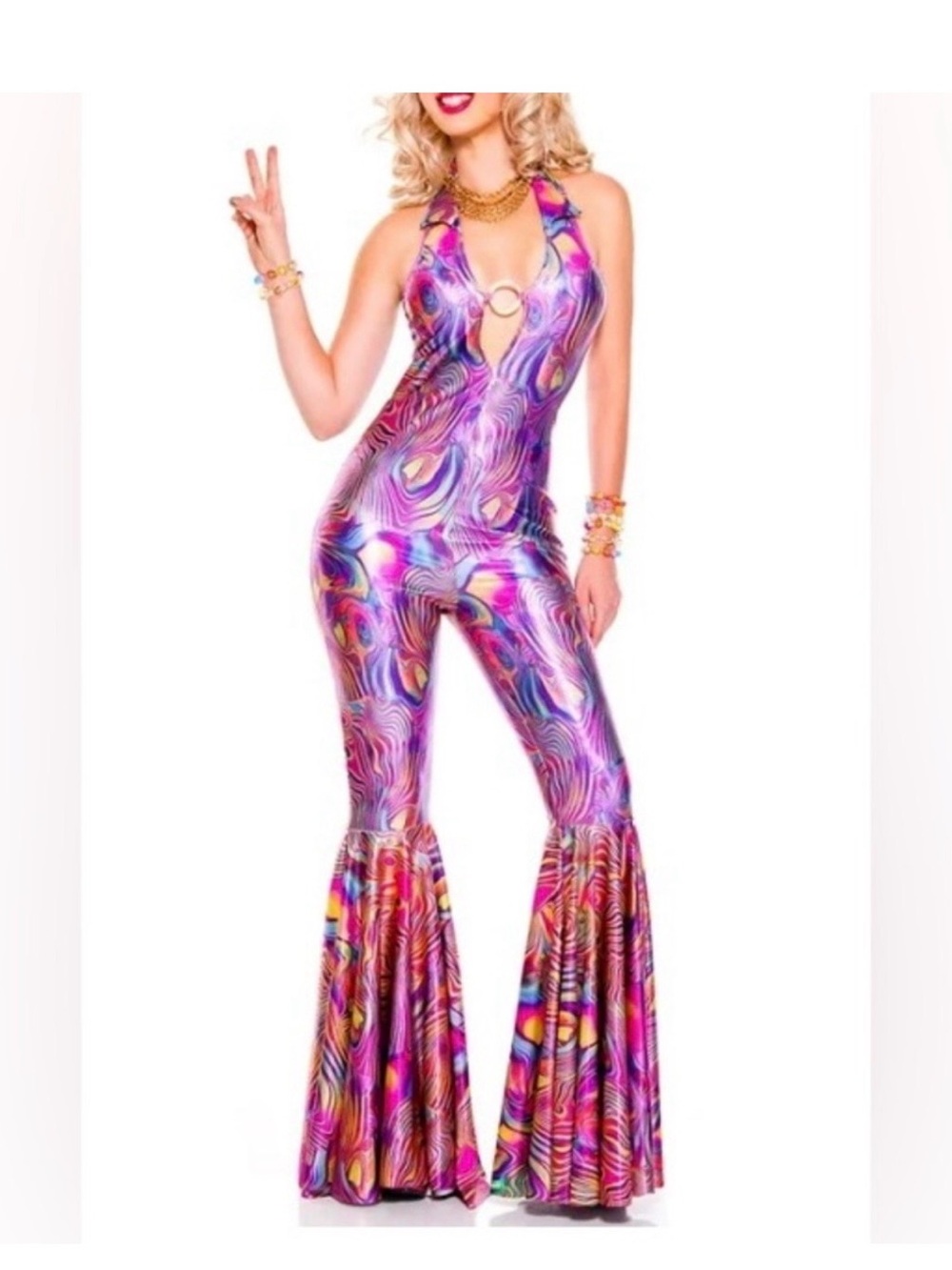 Disco 70’s Diva Costume Halloween Festival Cosplay By Music Legs M/L